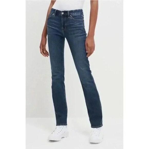 7 For All Mankind Dark Blue Mid Rise Kimmie Straight Leg Jeans 27 - Picture 1 of 4